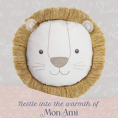 Miniatura 4 de MON AMI Leopold Lion Almohada Decorativa – 14" Almohada de Peluche de Animal de Peluche para Abrazar, Cojín Decorativo para Guardería Infantil