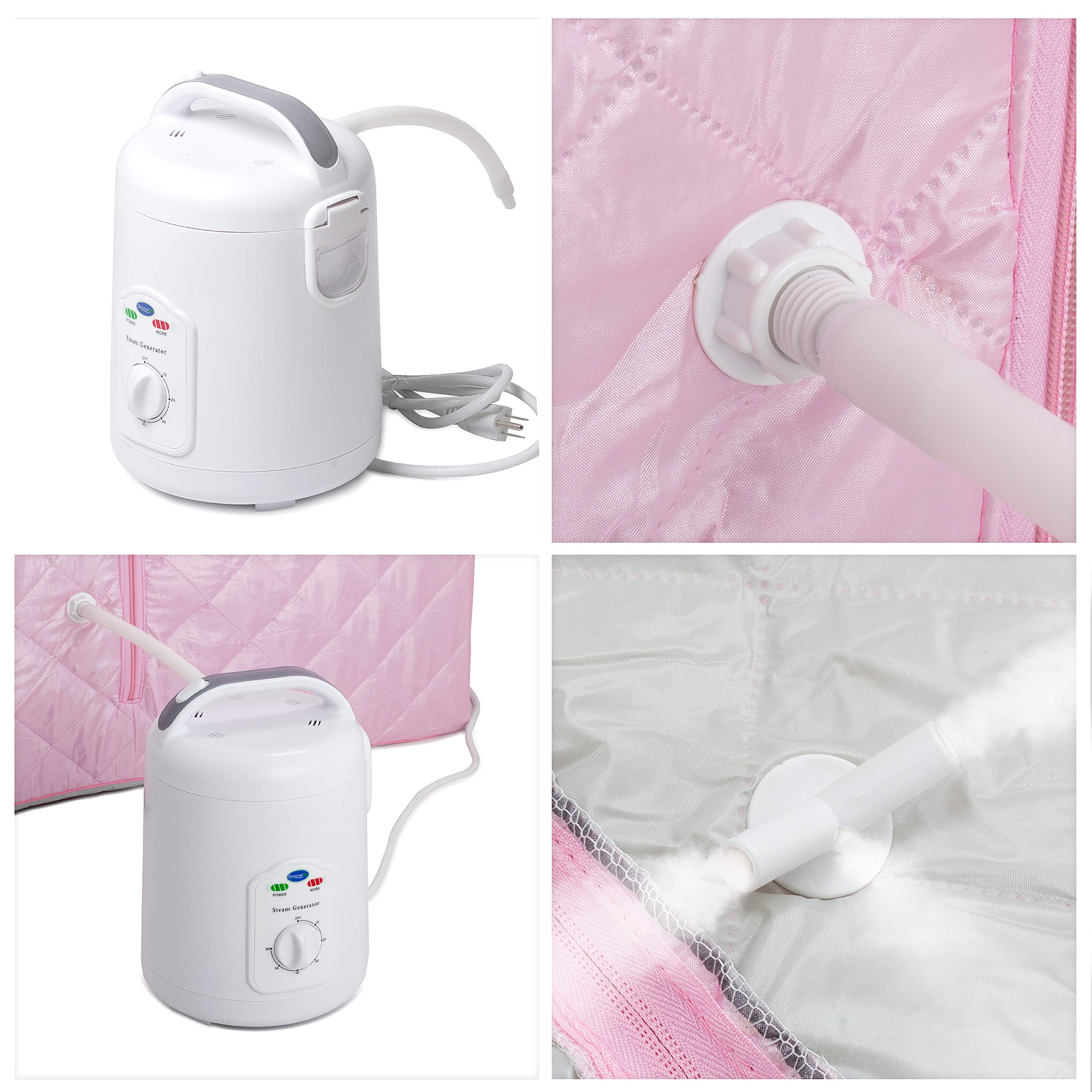 Durasage SPA de Sauna de Vapor portátil de Gran tamaño para Bajar de Peso, desintoxicación, relajación en el hogar, Temporizador de 60 Minutos, Vapor de 800 vatios, 1,5 años de garantía (Rosa Claro)