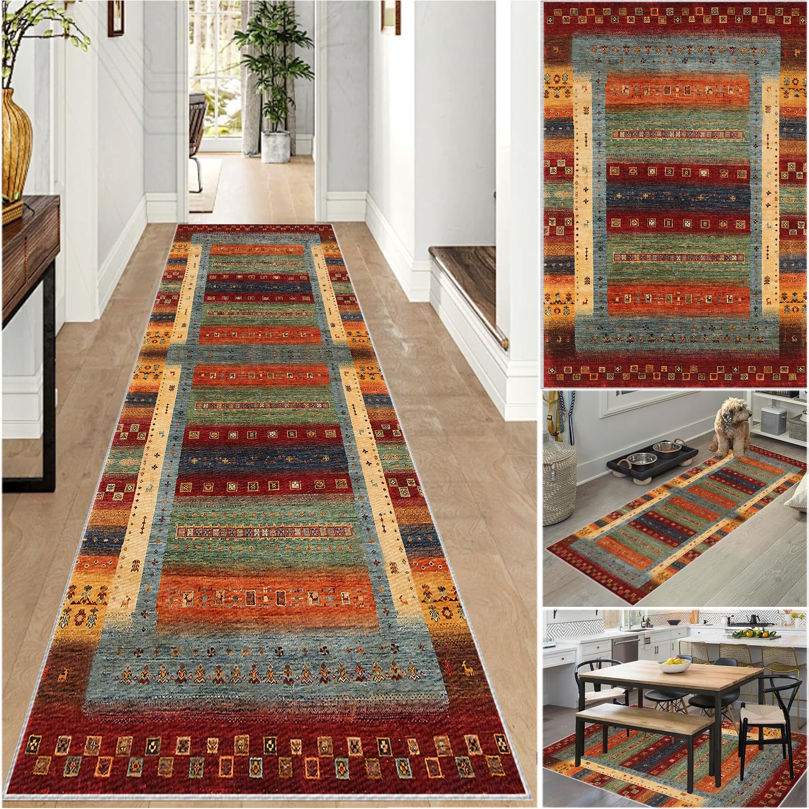 Alfombra cocina lavable con base antideslizante, pasillera larga de 90x250 cm