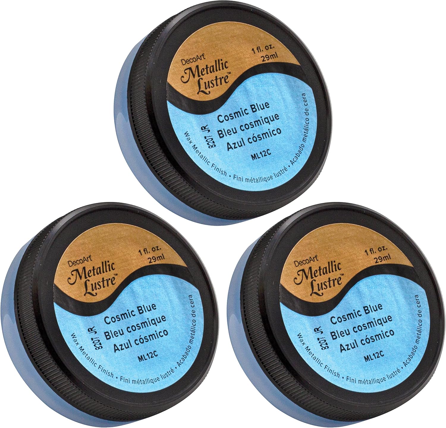 DecoArt Metallic Lustre Wax Paste, 1 fl. oz. Jar, Cosmic Blue (Pack of 3)