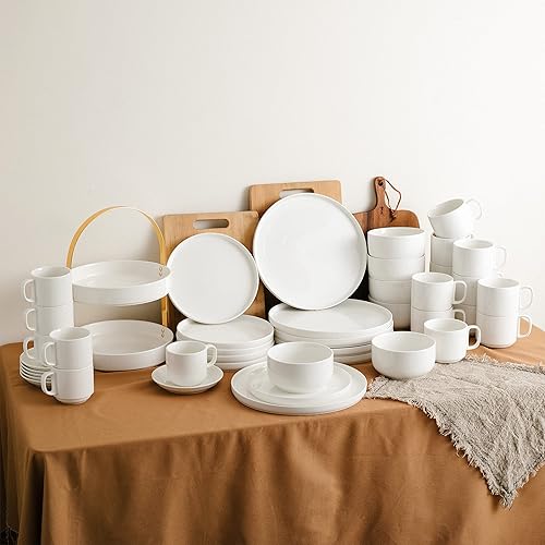 Miniatura 7 de BTAT - Platos llanos blancos, juego de 6, 10.6 pulgadas, porcelana blanca, juego de platos blancos, platos, juego de platos, platos de restaurante,