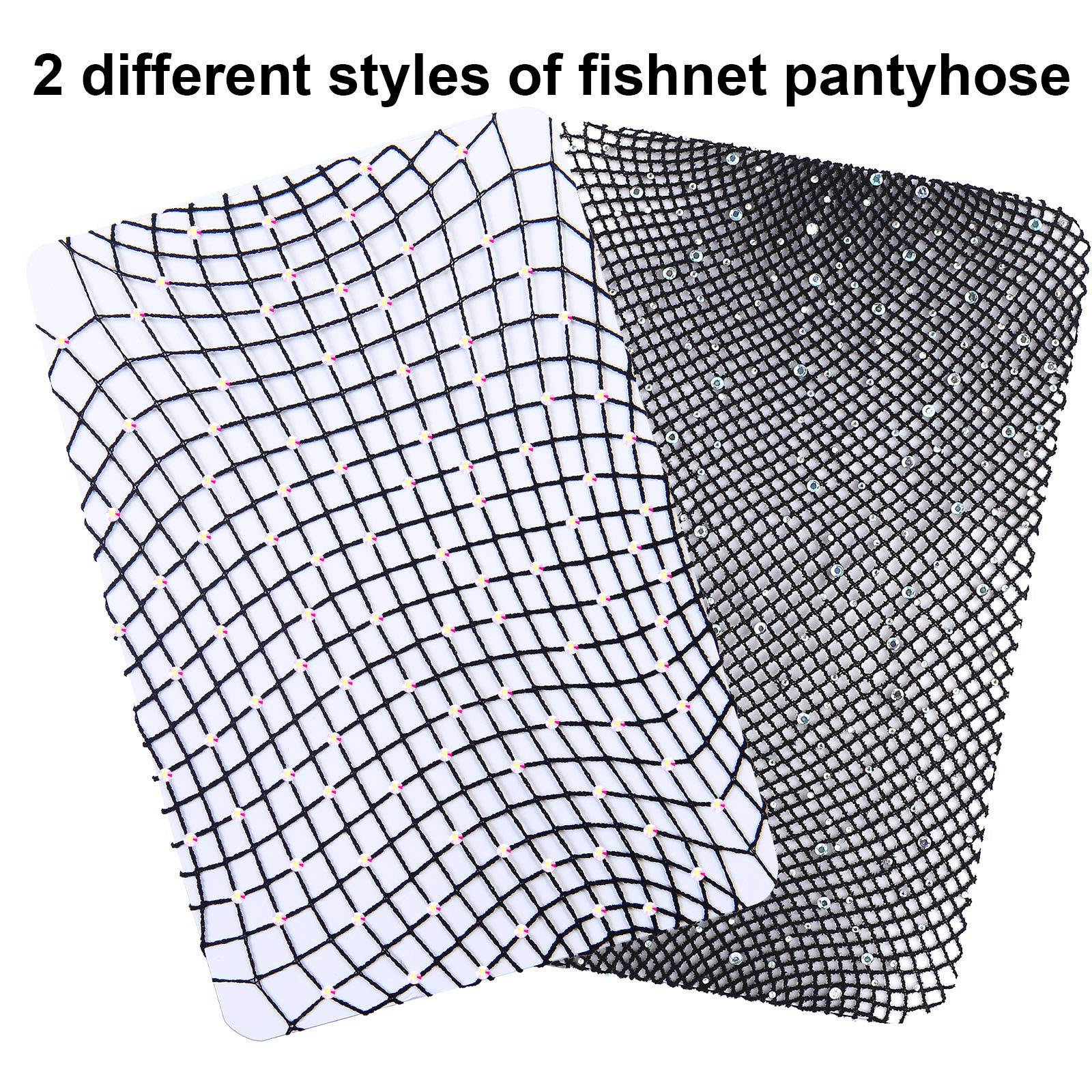 Condition photo showing New/Like New for Aneco 2 Pairs Plus Size Sparkle Diamond Fishnets Sexy Black Tights Cross Mesh Tights Pantyhose Stockings