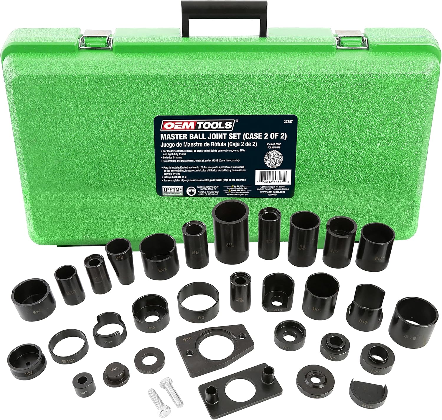 OEMTOOLS 37387 Master Ball Joint Service Kit (Case 2 of 2), Green and Black 34 Piece