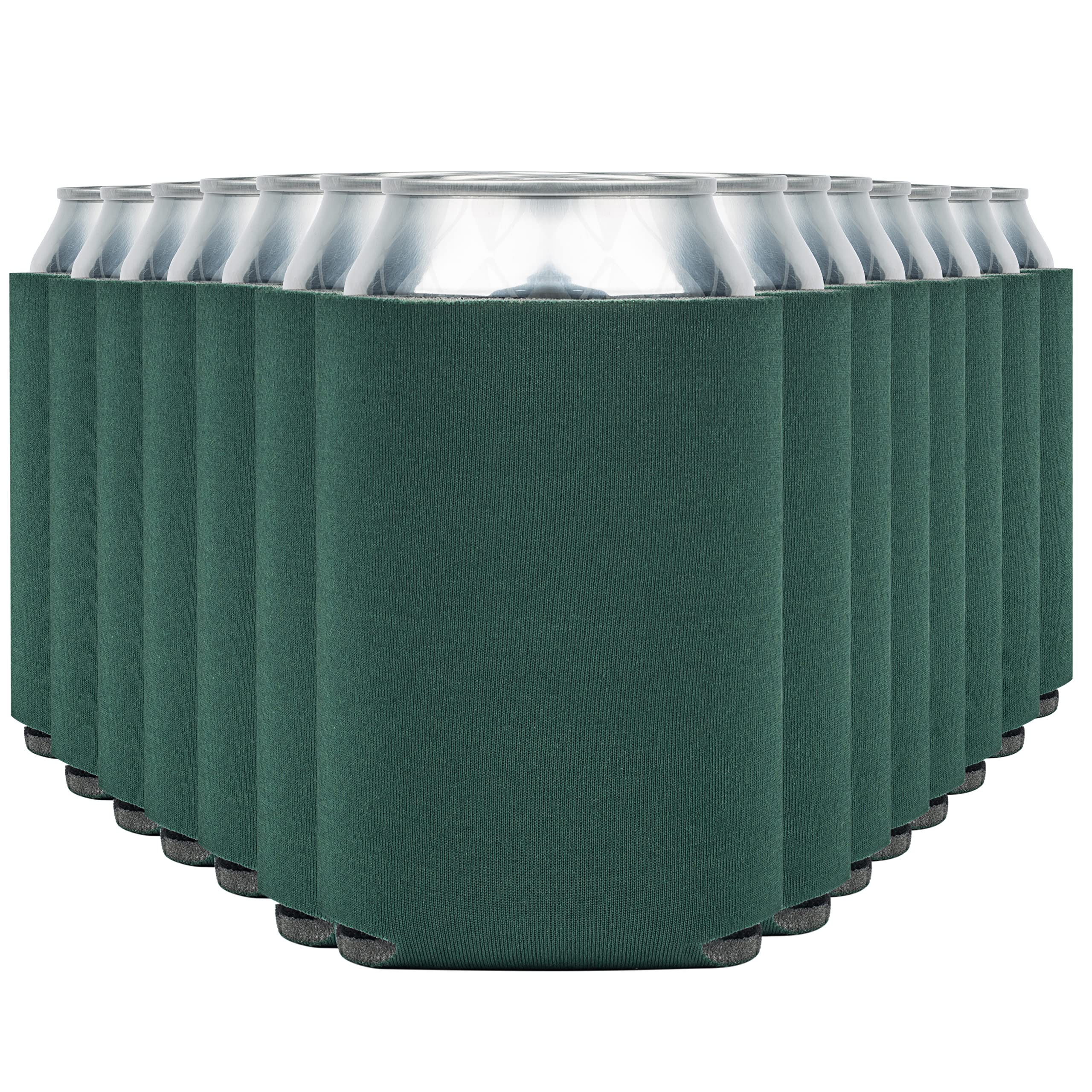 Blank Beer Can Cooler Sleeves (110-Pack) Soft Insulated Beer Can Coolies - HTV Friendly Blank Koolies in Bulk for Beer Cans &amp; Bottles - Coolie Blanks for Vinyl Projects &amp; Wedding Favors (Forest Green)