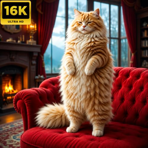 Sleeping Cat Cozy Fireplace & Rain Sounds, Relaxing Music for Sleep