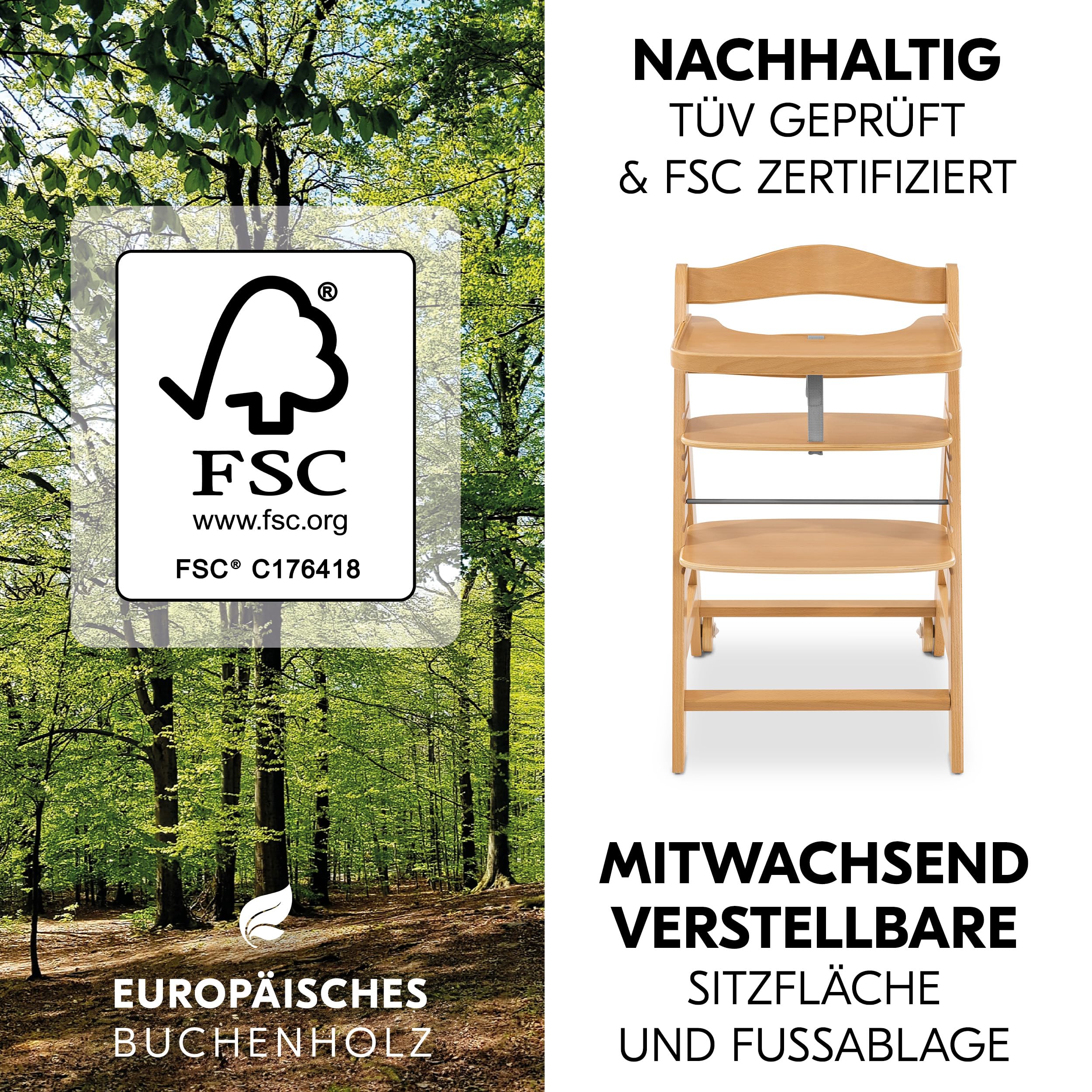 hauck Alpha Move Hochstuhl Set mit Sitzkissen Beige und Essteller
