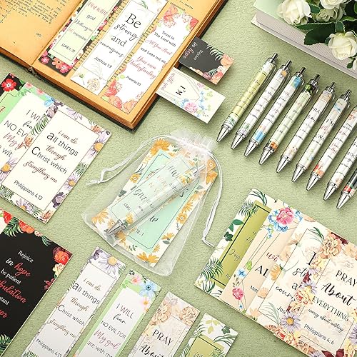 Miniatura 2 de Yeaqee Juego de 200 regalos cristianos para regalos cristianos, incluye 50 versículos de la Biblia, marcadores de libros, 50 bolígrafos, 50