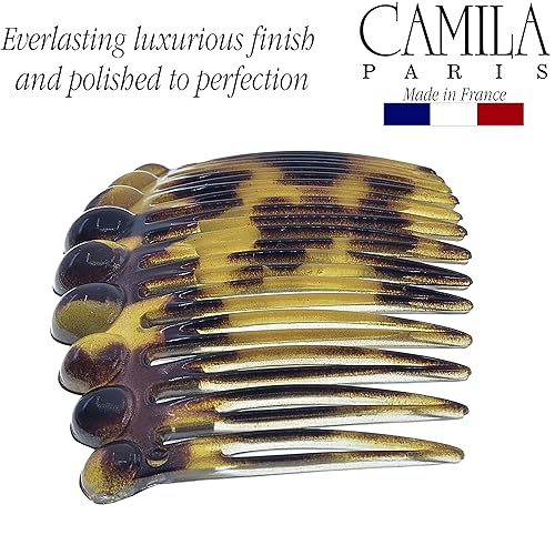 Miniatura 3 de Camila Paris CP28712 Peine lateral francés pequeño redondeado, Tokio French Twist Peines decorativos, pinzas de pelo de sujeción fuerte para mujeres