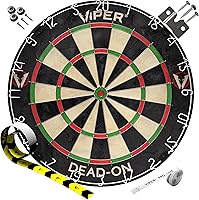 Viper Dead-On Tournament Dartboard - Staple-Free Bullseye, Self-Healing Sisal, Thin Wire Spider for Fewer Bounce-Outs, Official 18" Size