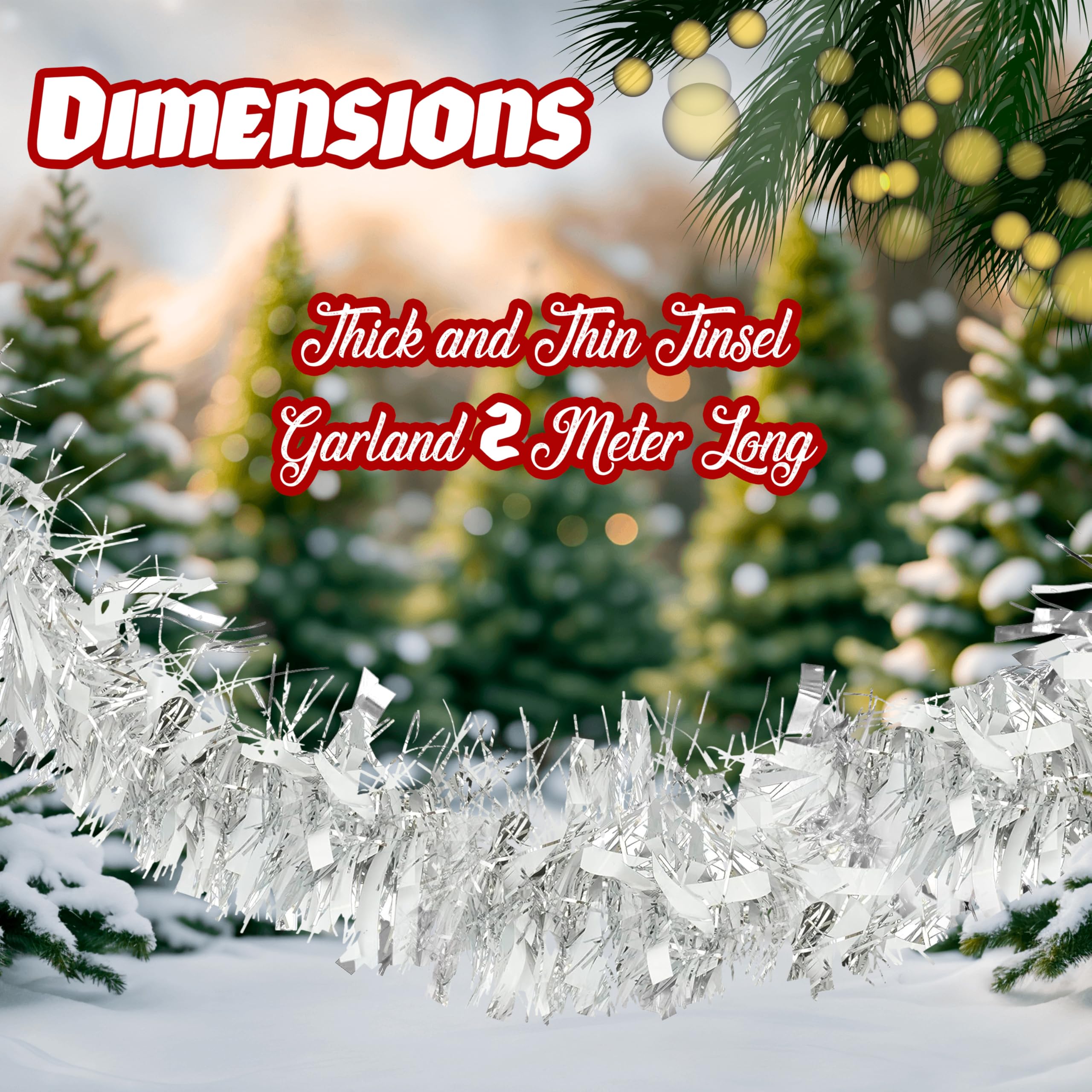 HOVUK® 5PCs Silver/White Chunky Tinsel Garlands Total 10M, White Garland Christmas Tree Decoration - Image 2
