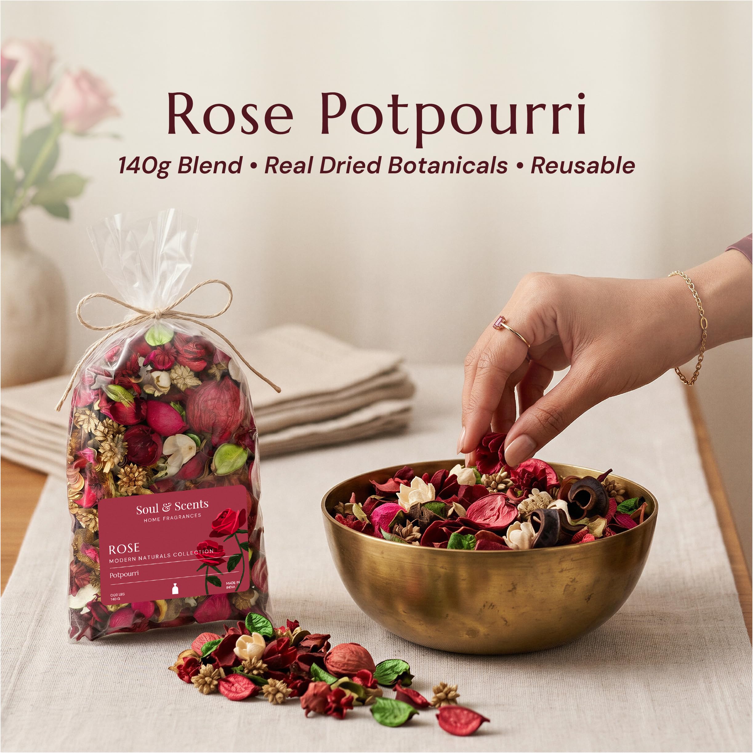 Soul & Scents Rose Potpourri - Natural Fragrance -2