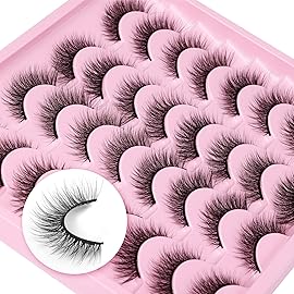 Lashes Natural Look Wispy Fasle Eyelashes 12mm Short Faux Mink Eyelashes Cat Eye Natural Strip Lashes Pack by Zegaine 16 Pairs