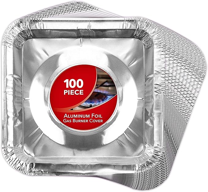 Disposable Gas Burner Liners (100 Pack) Aluminum Foil