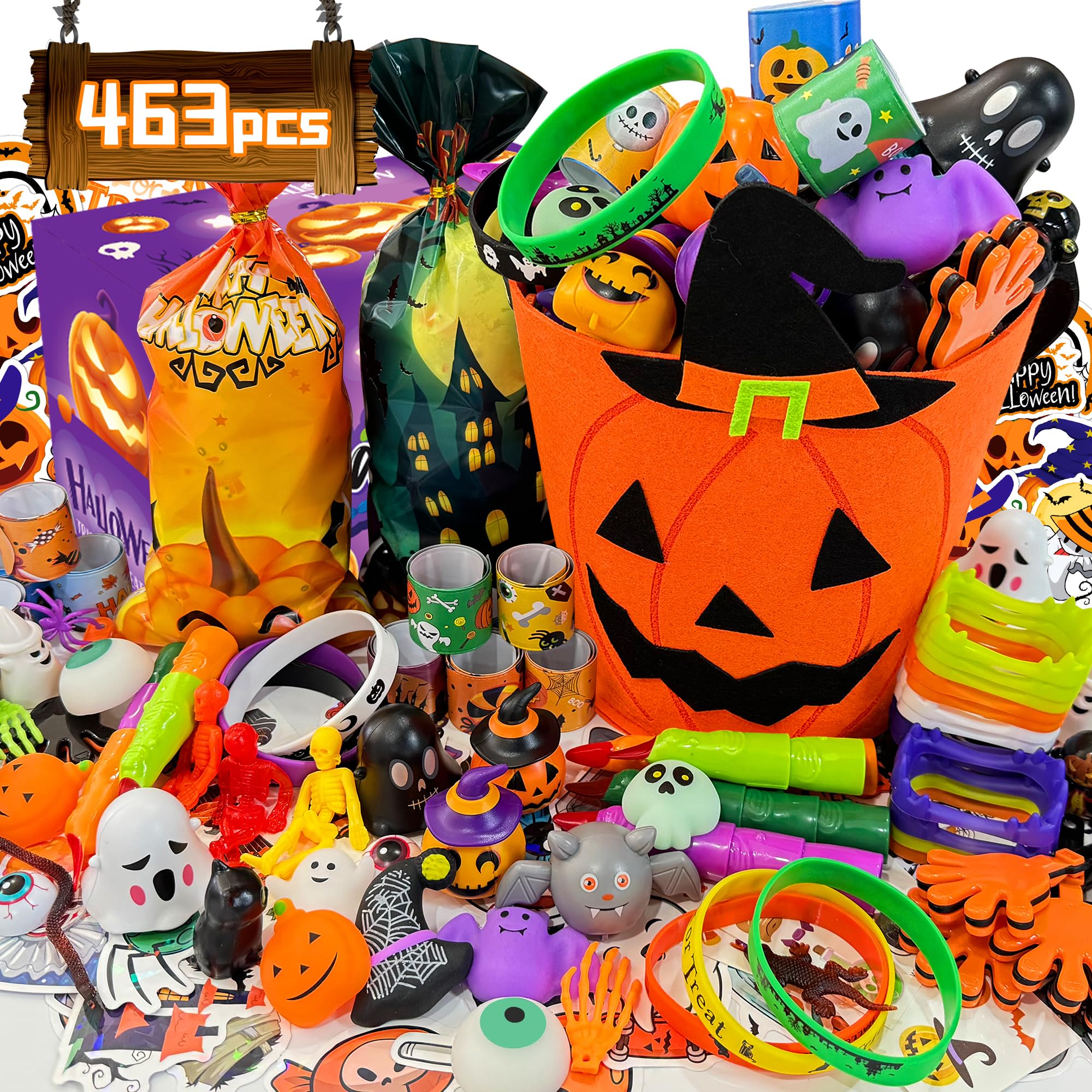 463PCS Halloween Party Favors Trick or Treat Goodies Bag Fillers Basket Stuffers Prizes for Classroom Halloween Toys Bulk for Kids Gift