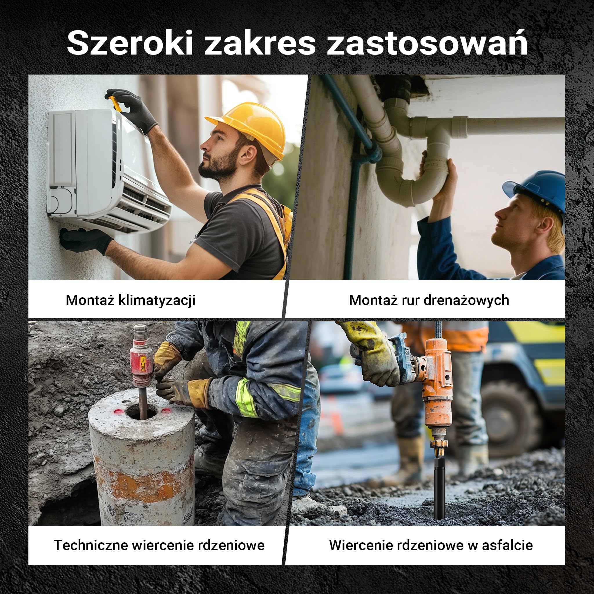 Wiltec Wiertło diamentowe koronowe typu Mesh Ø 52 mm o długości 450 mm, 1¼ UNC, do wiercenia w betonie, kafelkach, kamienia i granitu
