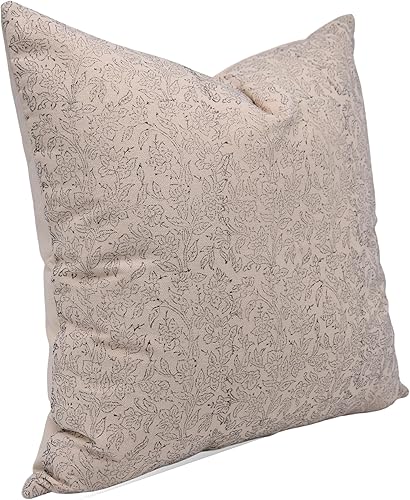 Miniatura 2 de Funda de cojín hecha a mano de lona con estampado de bloques de 18 x 18 pulgadas, con cremallera, decoración de verano para sofá, decoración bohemia