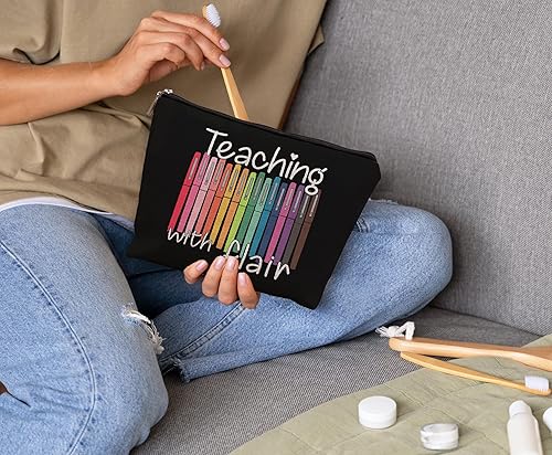 Miniatura 2 de uinwk Bolsa de maquillaje para profesores,Enseñanza con bolso cosmético de estilo,Regalos de agradecimiento para maestros,Regalos de bolsa de