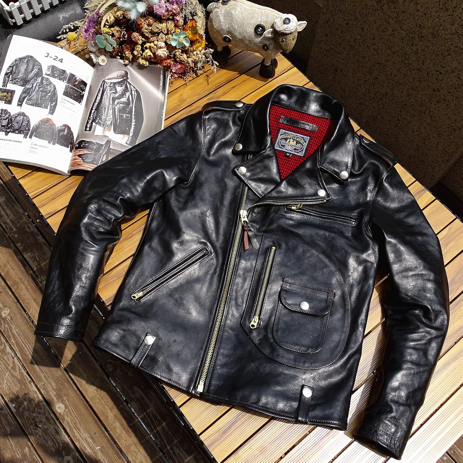 ○J24 ダブルライダース レザージャケット レトロ 革ジャン カウハイド  