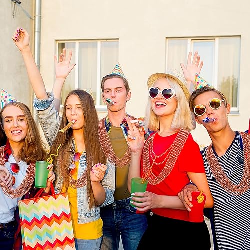 Miniatura 6 de Cuentas de Mardi Gras, collares de juguete de cuentas naranjas, recuerdos de fiesta, de 33 pulgadas, para disfraces, desfiles, festivales, Mardi