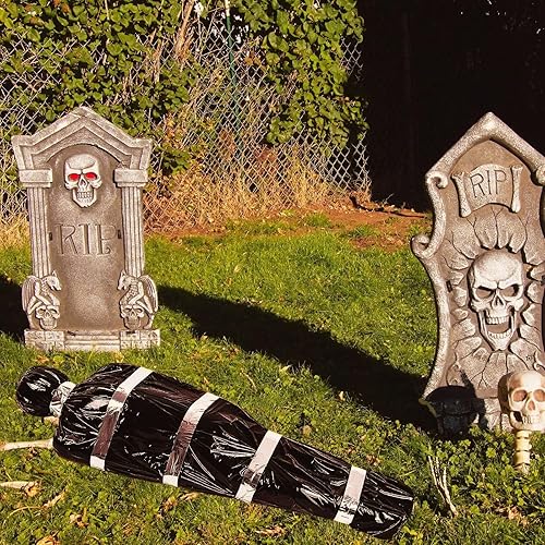OBRVE Cadáver colgante para víctimas muertas decoraciones de Halloween, accesorios de Halloween para colgar cadáveres, bolsa de cadáver falsa