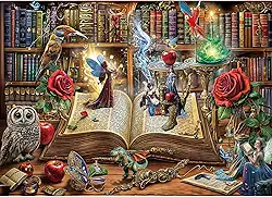 Quebra-cabeças de livro mágico, quebra-cabeça de 1000 peças para adultos, jogo de quebra-cabeças para família, divertido e relaxante, interloque perfeitamente sem poeira, decoração de