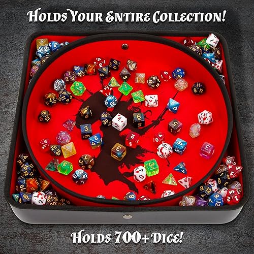 Miniatura 4 de CASEMATIX Bandeja de dados XL y soporte para dados DND para hasta 700 dados RPG, diseño expandible con 3 arenas de bandeja rodante, exterior de piel