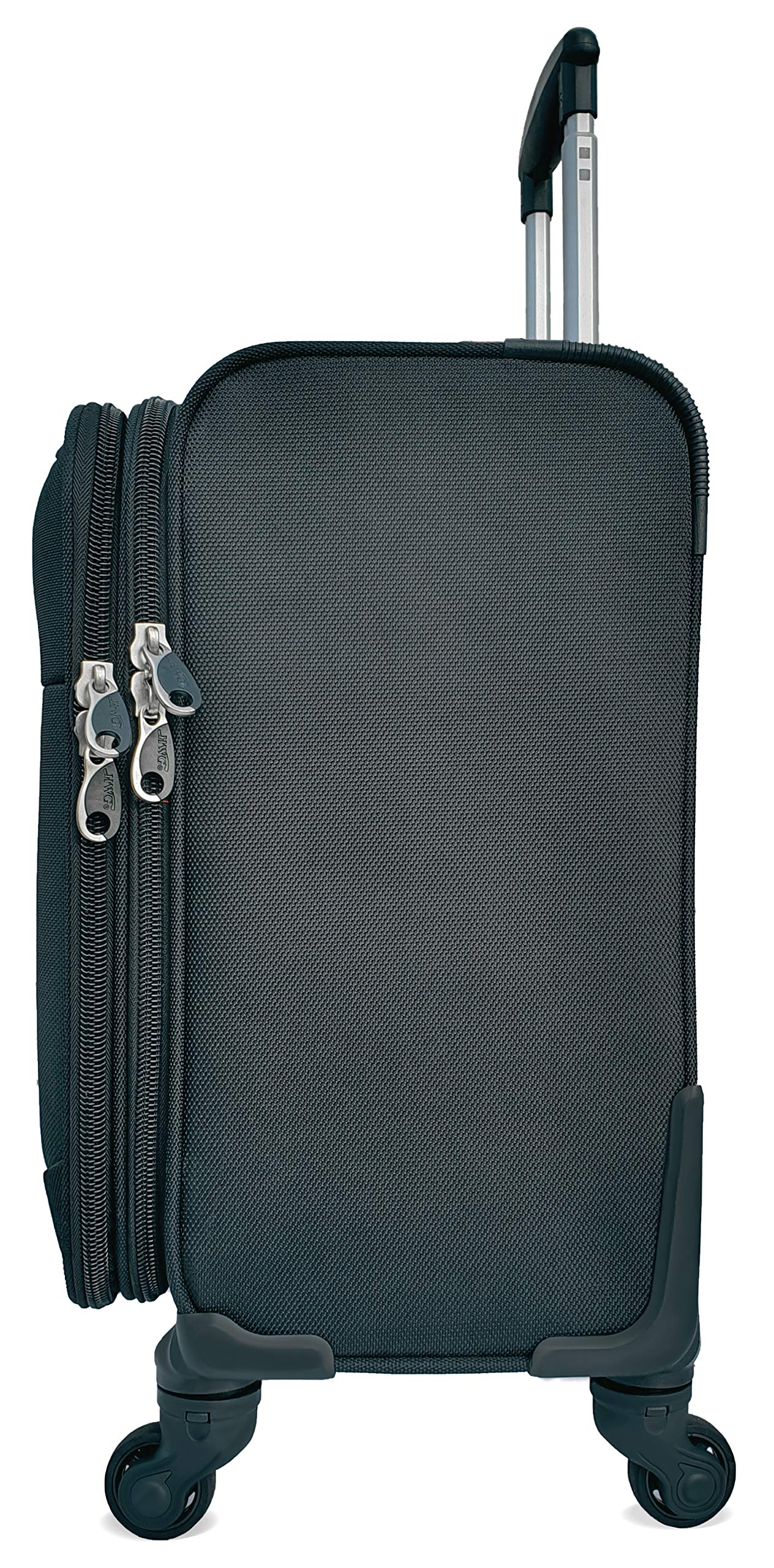 HWG® Pilotenkoffer mit Laptopfach - 4 Rollen Businessgepäck Trolley - Reisegepäck Reisekoffer - Aktenkoffer für Business - Schwarz, 45x50x25 cm