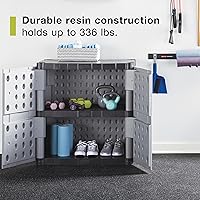 Vista 5 de Rubbermaid Freestanding Storage Cabinet with Doors 18"D x 36"W x 37"H Medium Gray/Black Two-Shelf Lockable Cabinet for Indoor/Outdoor/Garage Storage