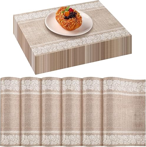 Lallisa 100 manteles individuales de papel con árboles de Navidad verdes, Papá Noel, desechables, para mesa de comedor, diseño de muñeco de nieve,