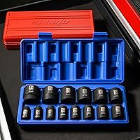 Vista 6 de EPAuto Juego de dados de impacto SAE poco profundos de 1/2 pulgada, CRV, 6 puntos, 14 dados