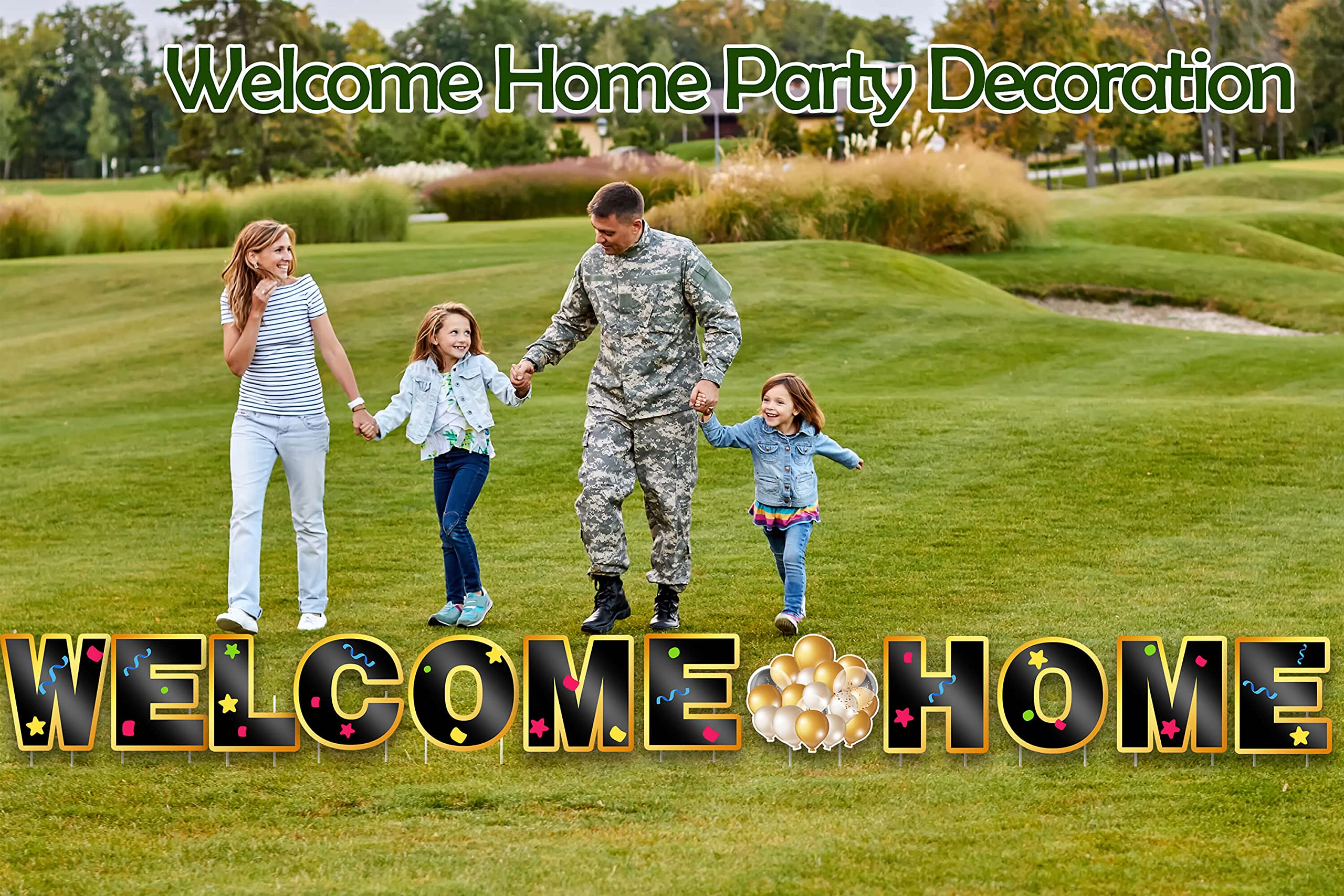 Welcome Home Hofschild mit Pfählen - Outdoor Willkommensschild Sprüche Dekorationen Geeignet für Familien-Partyzubehör - 12 Stück