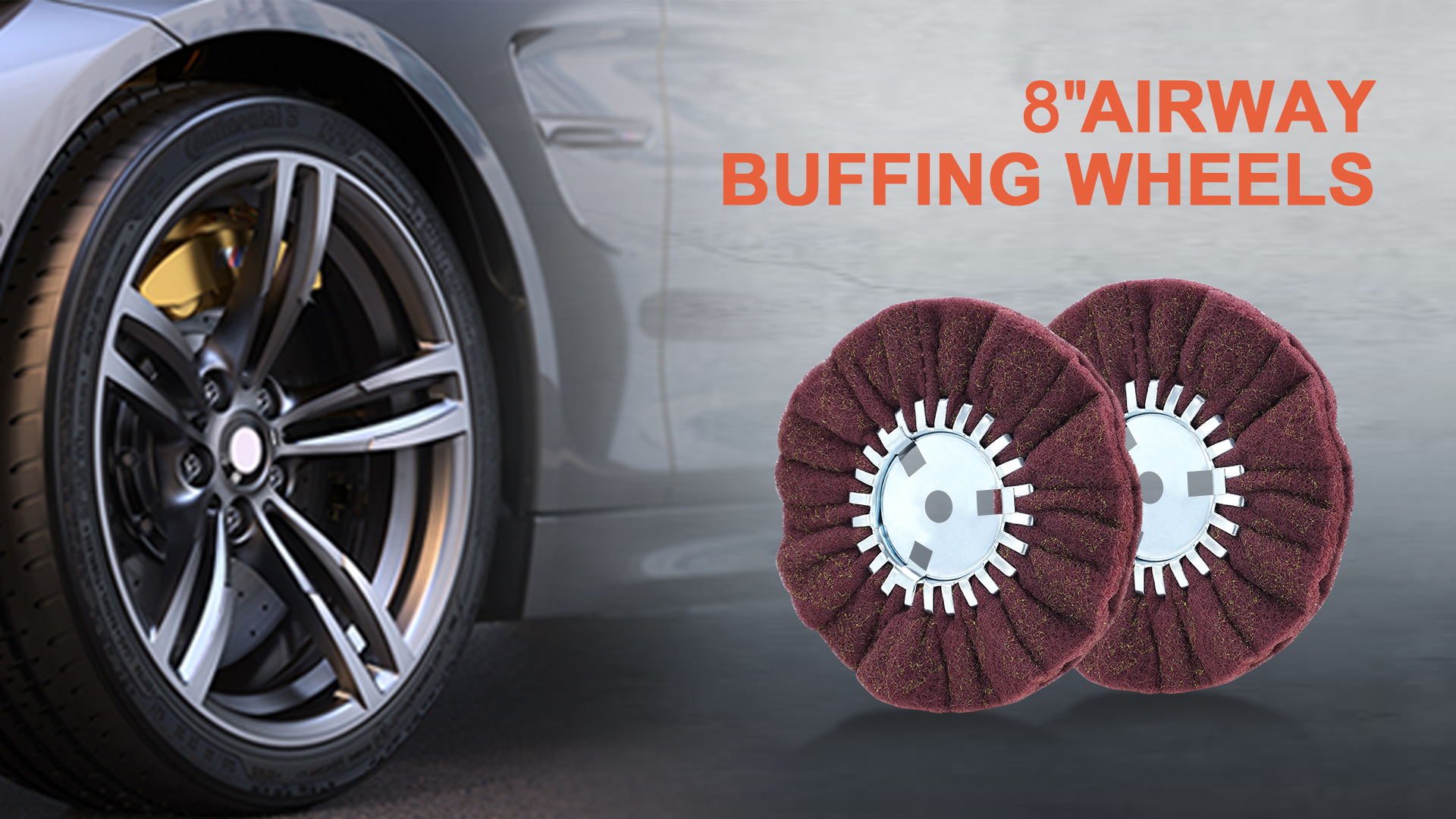 Image of 8 inch Non-Woven Airway Satin Buffing Wheel, 5 /8 inch Arbor Hole | Surface Prep Wheel for Angle Grinder, Ideal for Sanding & Polishing Aluminum, Stainless Steel - 1 PCS