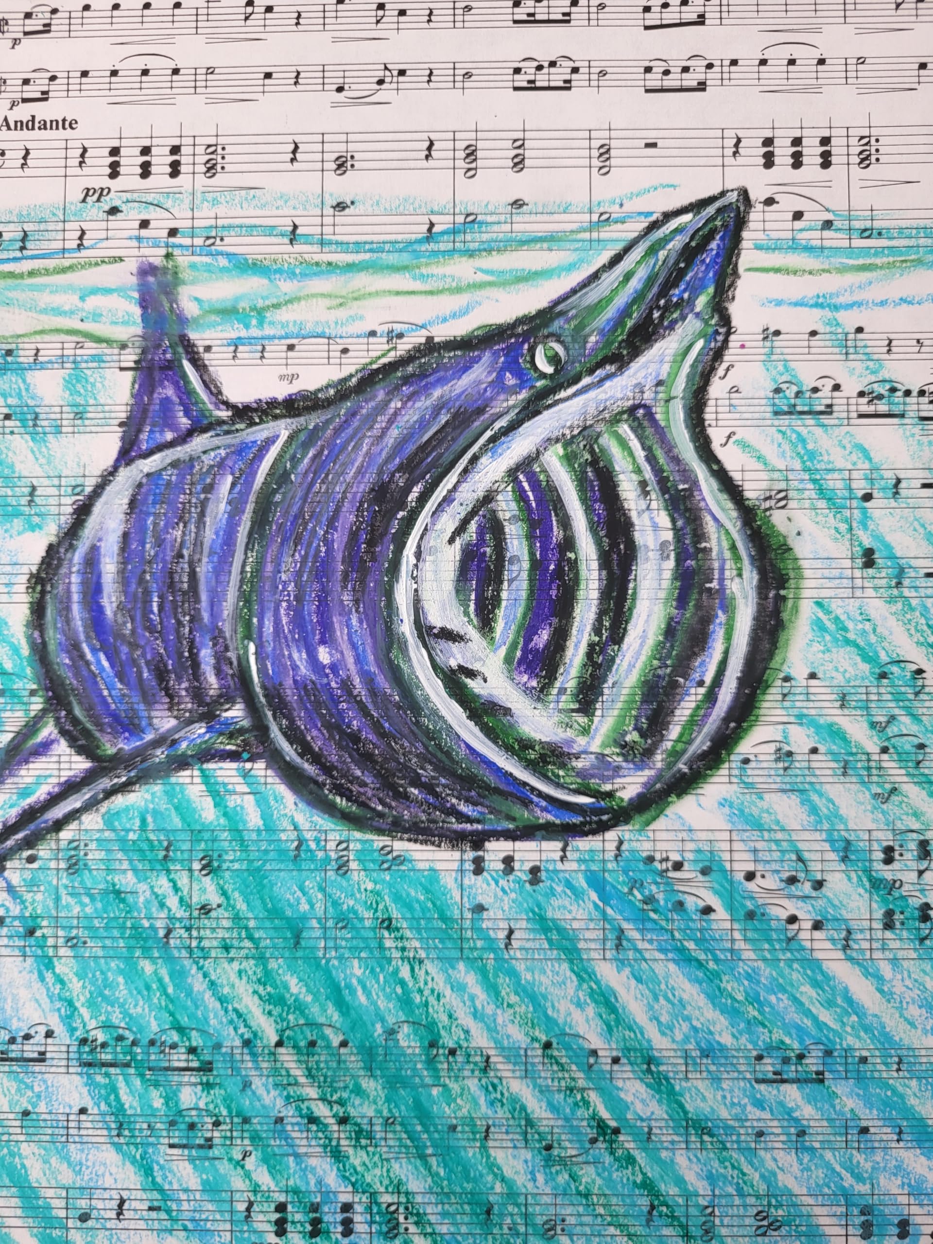 Requin pèlerin cadeau idéal passionné de mer pastel A4 - 6
