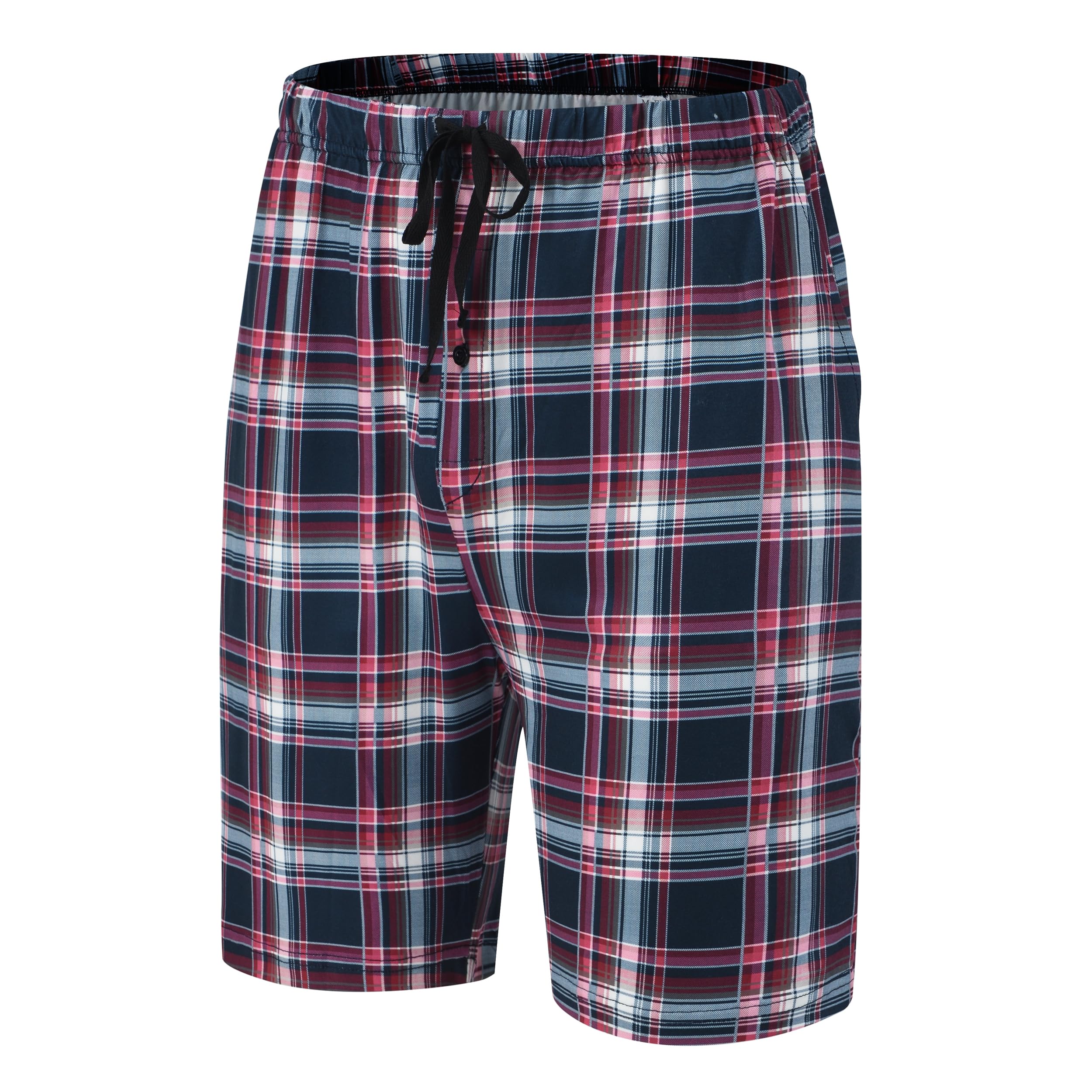 Bas de Pyjama Homme Short en 100% coton avec poches Vêtements de nuit Short à carreaux pour la maison loisirs