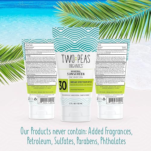 Miniatura 3 de Two Peas Organics - Loción de protección solar orgánica totalmente natural - Seguro para arrecifes de coral - Apto para bebés, niños y familias -