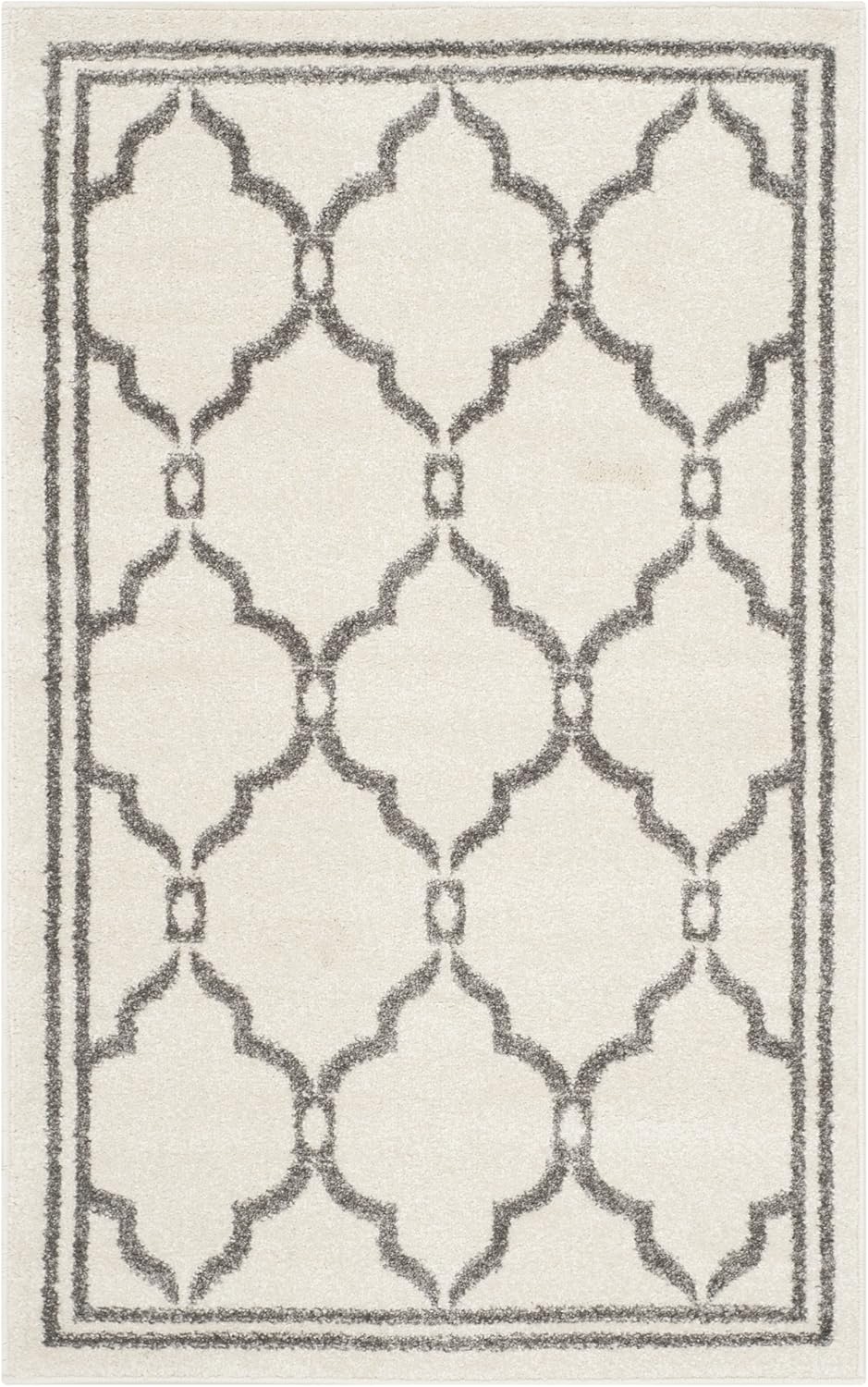 SAFAVIEH Amherst Collection Accent Rug - 2'6" x 4', Ivory & Grey, Trellis Design, Non-Shedding & Easy Care, Ideal for High Traffic Areas in Entryway, Living Room, Bedroom (AMT414K)