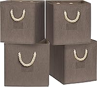 Vista 15 de Simple Houseware - Cesta de almacenamiento de cubo de 13 pulgadas con asas trenzadas, paquete de 3, gris oscuro