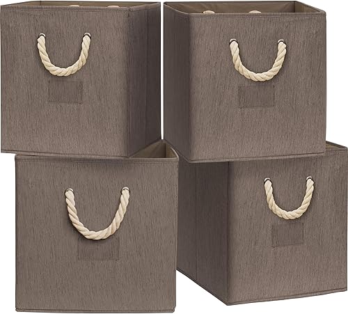 Miniatura 15 de Simple Houseware - Cesta de almacenamiento de cubo de 13 pulgadas con asas trenzadas, paquete de 3, gris oscuro