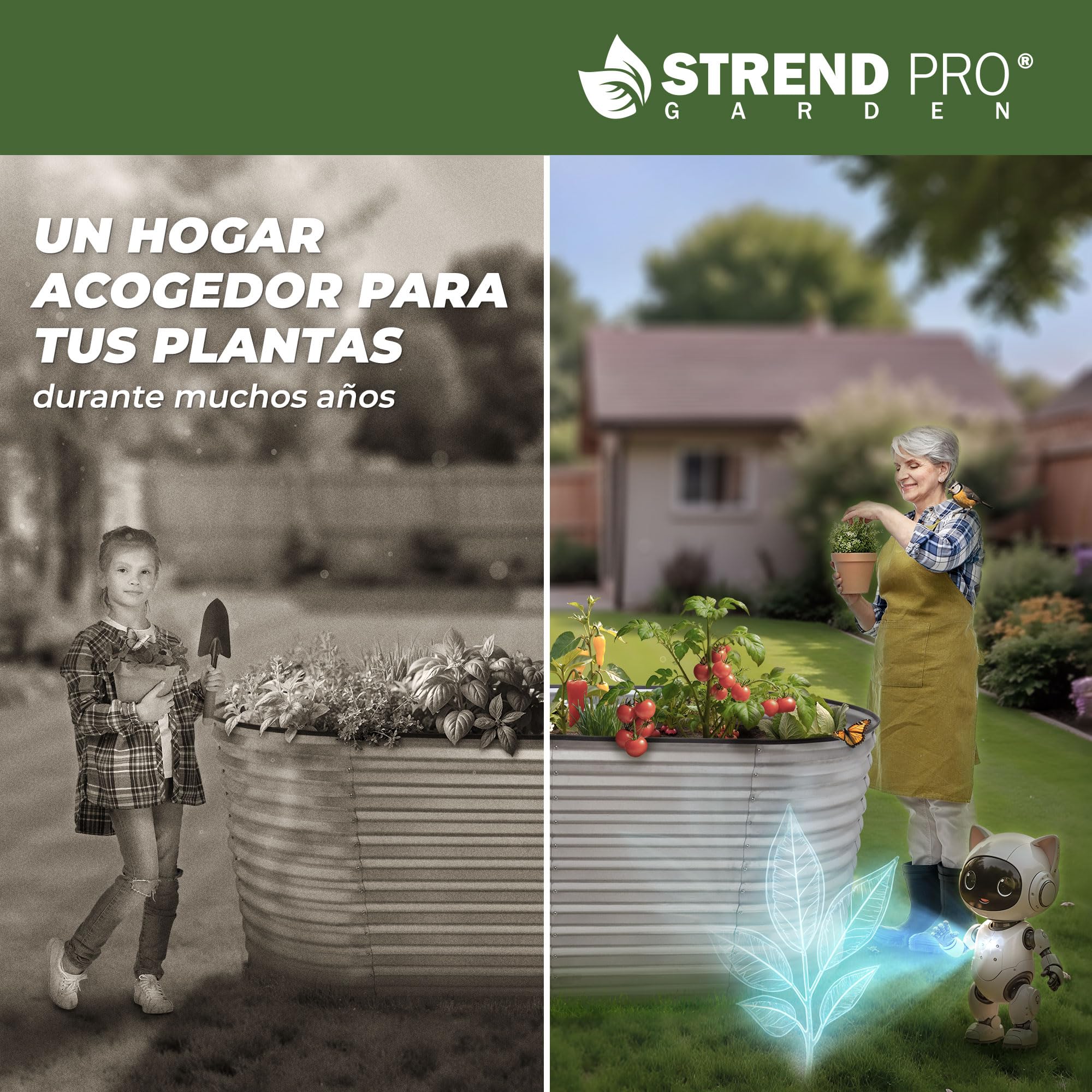 STREND PRO Bancal de Metal 200 x 100 x 80 cm (Largo x Ancho x Alto) | Kit de bancal de Metal para jardín Chapa | bancal de jardín de Acero galvanizado para Verduras, Hierbas y Plantas de Tomate