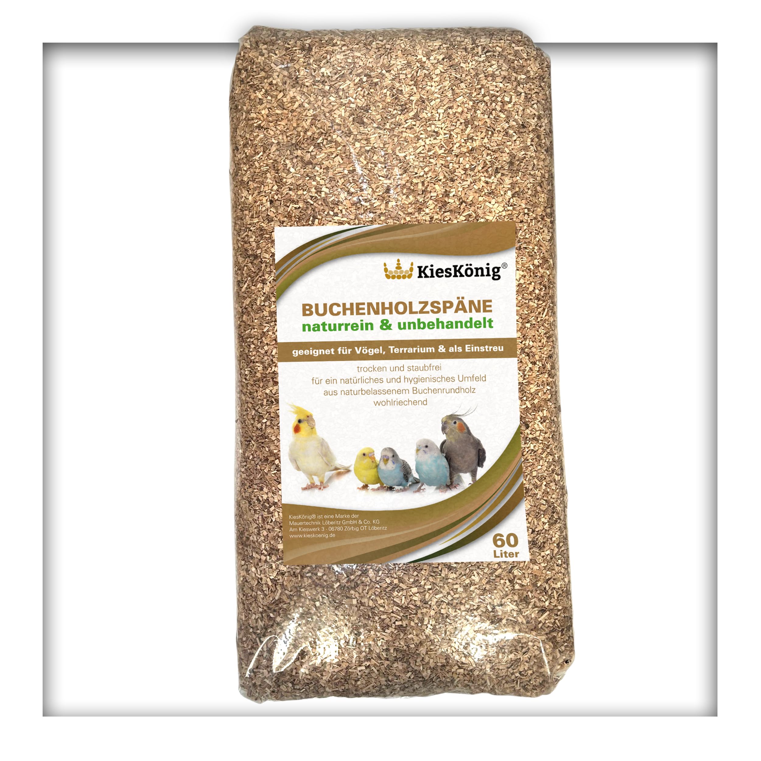 60 Liter Buchenholzgranulat Vogelsand Bodengrund Terrariensand Einstreu Terrariumsand Tiereinstreu Körnung Medium 3,0-5,0 mm