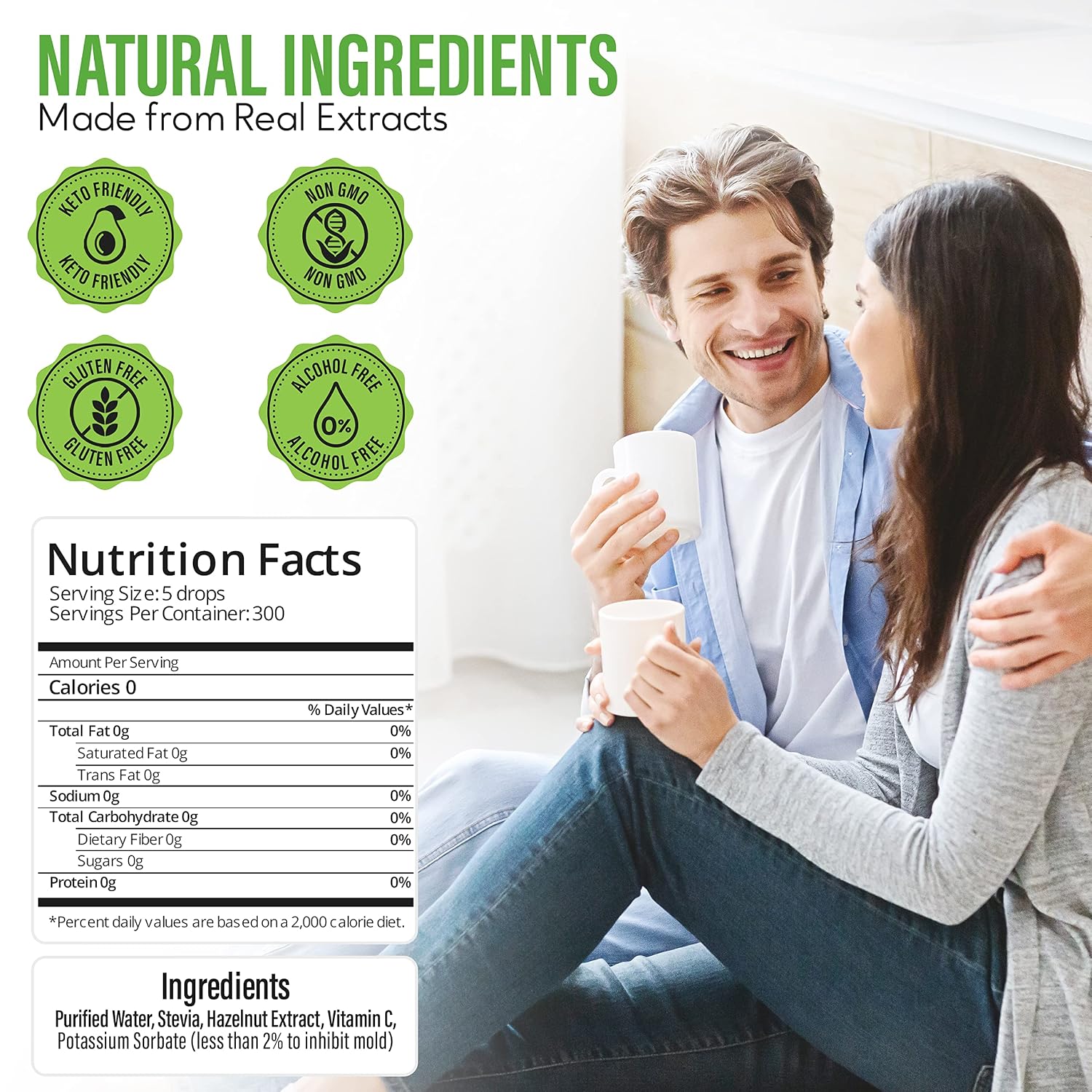 Stevia Drops-Stevia Select-Stevia Liquid Hazelnut Keto Flavor Drops-Sugar Free Syrup-Sugar Substitute for Baking Keto Desserts-2 Oz.Stevia Flavored Drops-Best Stevia Liquid Guaranteed
