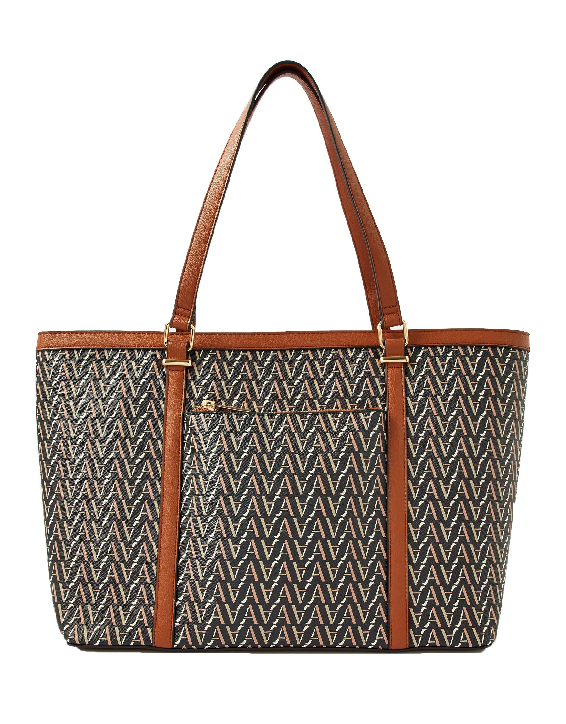 London Women's Brown Mika Monogram Tote Bag| Tote bags for women office use|Work bag for woman stylish | Trendy Shoulder bag for ladies | Fits 13 inch laptop