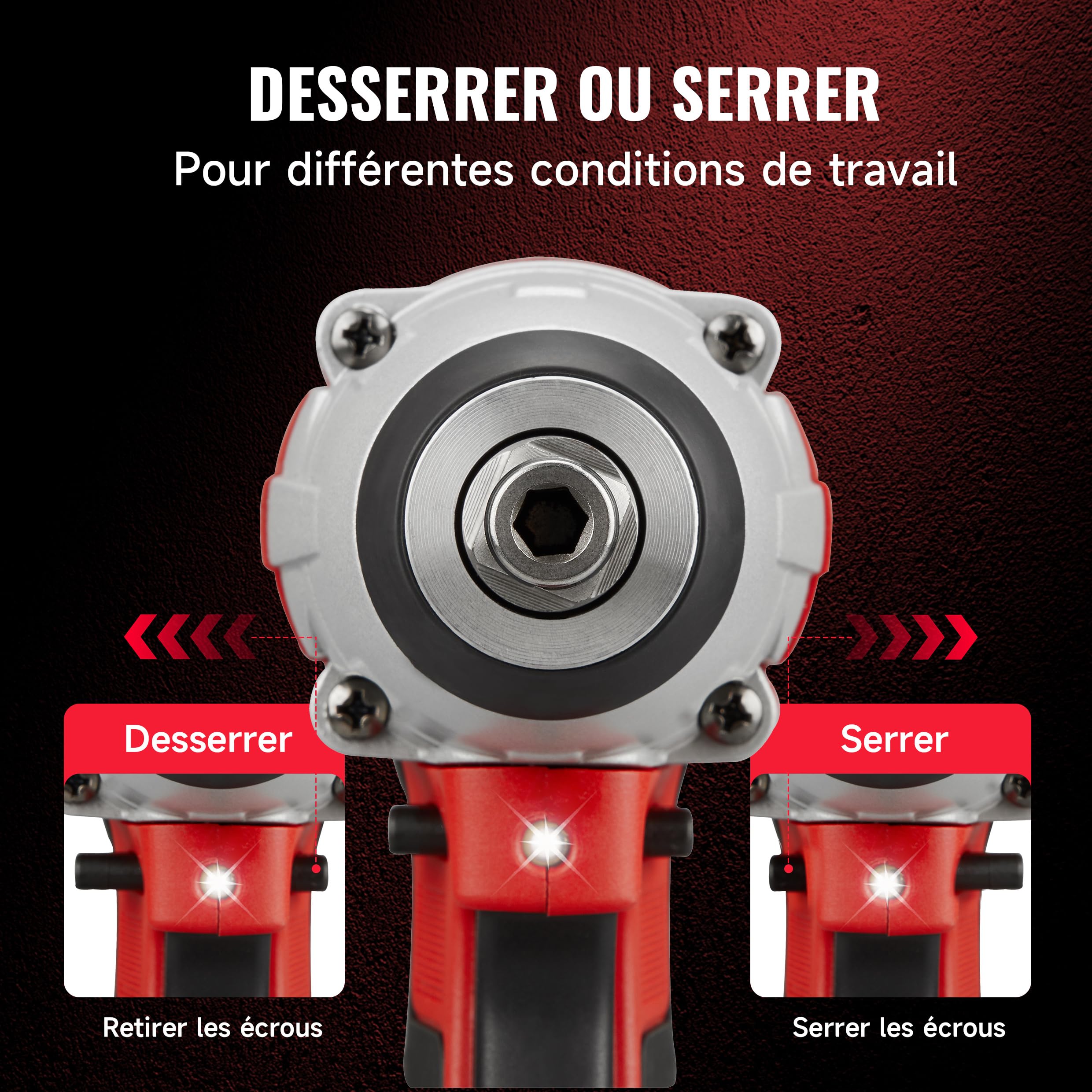 TEENO Brushless Clé à chocs sans fil, 320Nm Boulonneuse a Choc avec 3.0Ah Batterie, Boulons de Roue, Boîte avc 25pcs Accessoires