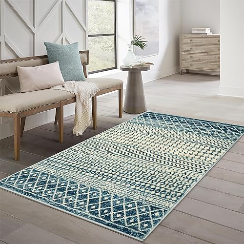 Miniatura 7 de Nailttos Alfombra marroquí de 4 x 6 pies para sala de estar, ultra suave, antideslizante, retro, alfombra de área grande, lavable a máquina,