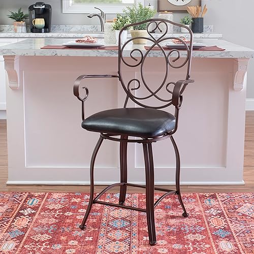 Miniatura 2 de Linon Taburete giratorio con respaldo con cresta de 24'