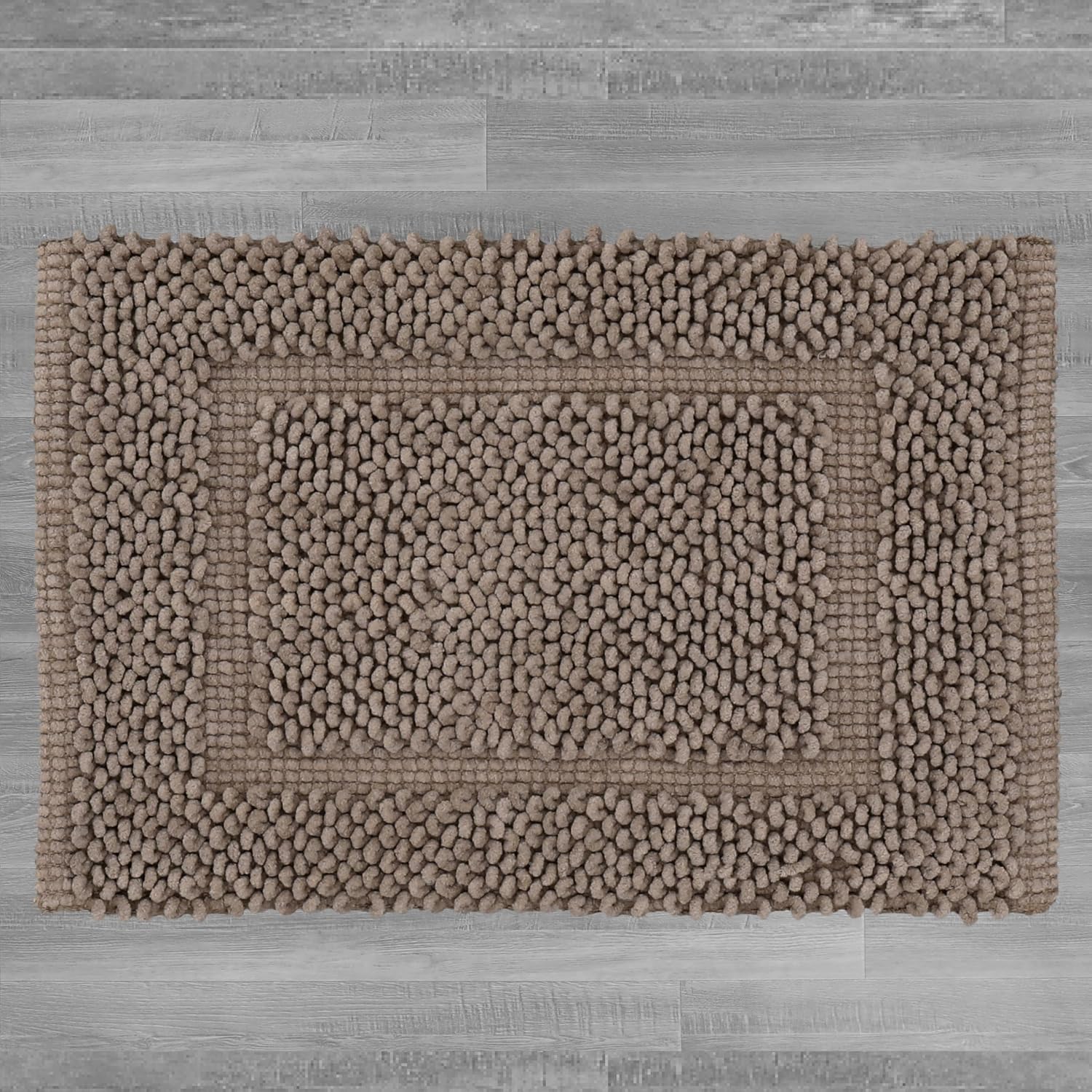 Jean Pierre New York 100% Chenille Cotton Skid Resistant Plush Bath Mat - 20"x32" Bathroom Rug - Brown Cappuccino