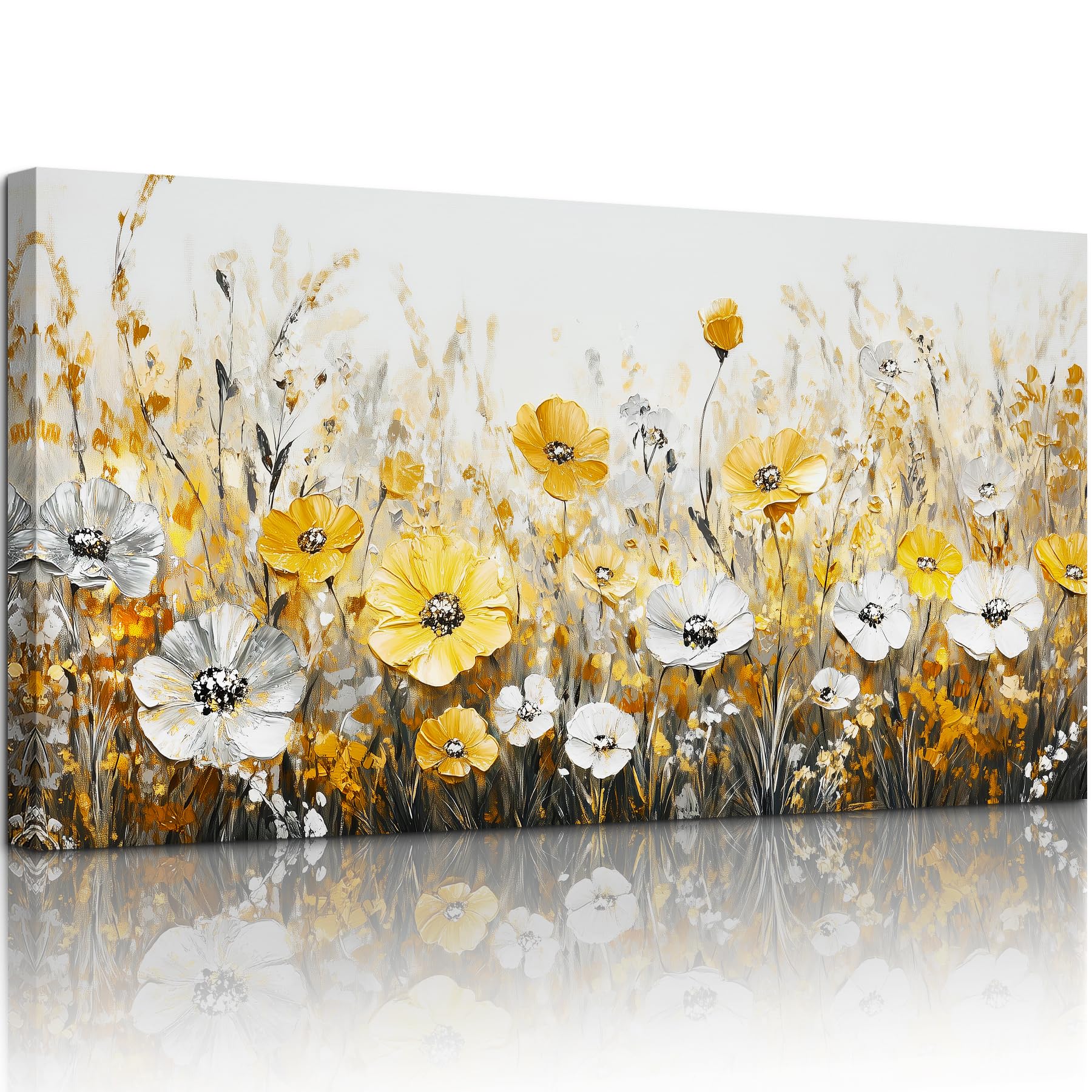 hyidecorart Natural Canvas Wall Art Floral Picture Living Room 24x48 in