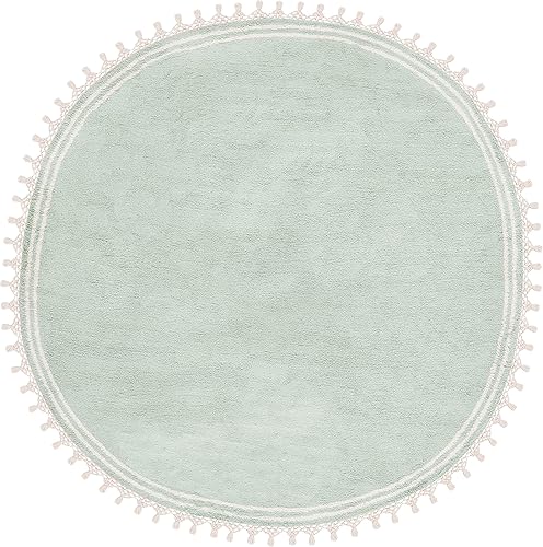 Miniatura 3 de SAFAVIEH Easy Care Collection - Alfombra redonda de 6 pies, color verde azulado y marfil, borla de borde hecha a mano, lavable a máquina, ideal para