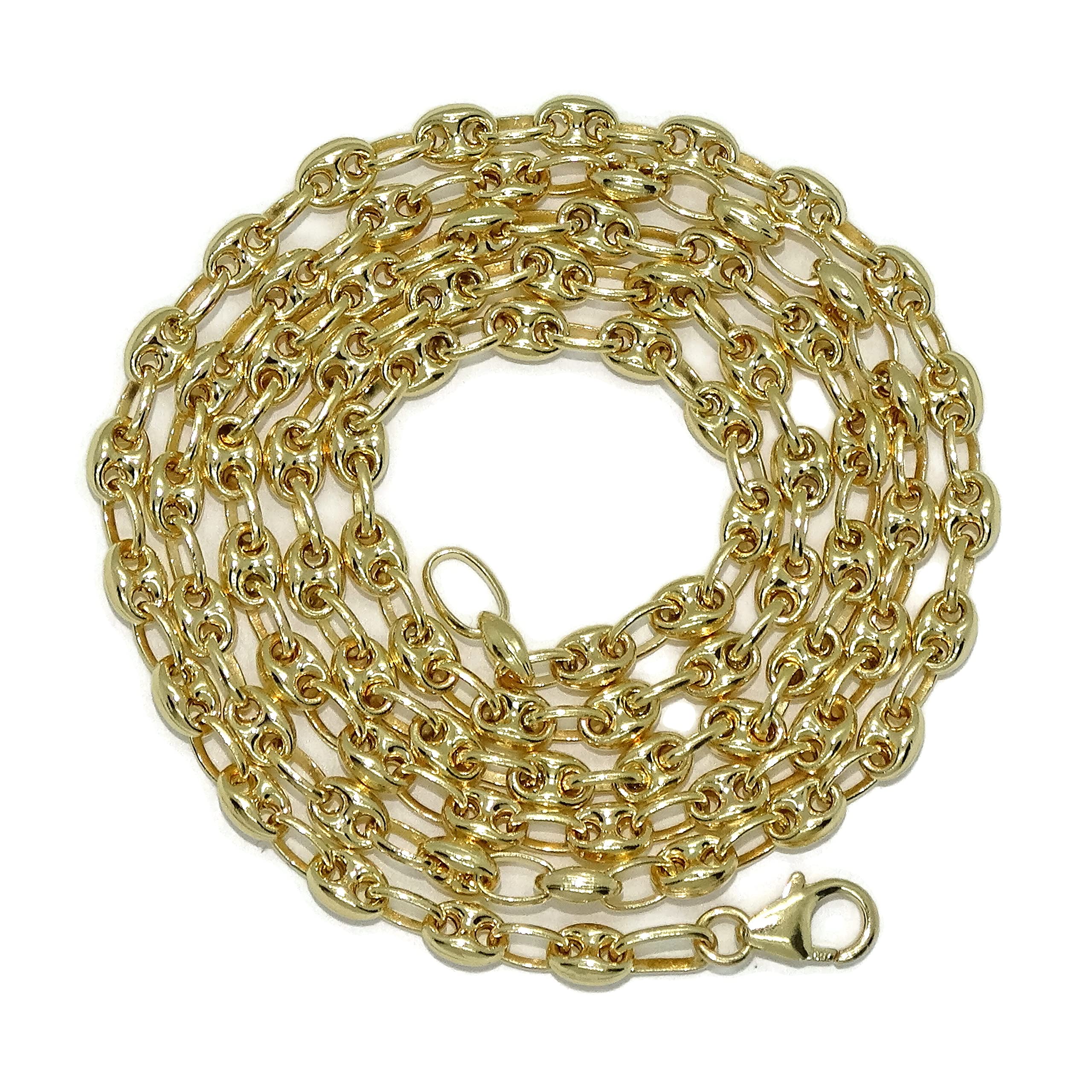 18-karatowe żółte złoto naszyjnik łańcuszek dla mężczyzn lub kobiet o wymiarach 5 x 4 mm i 60 cm. Zapięcie na karabińczyk zapewnia absolutne bezpieczeństwo. Waga: 12,95 g 18k złoto