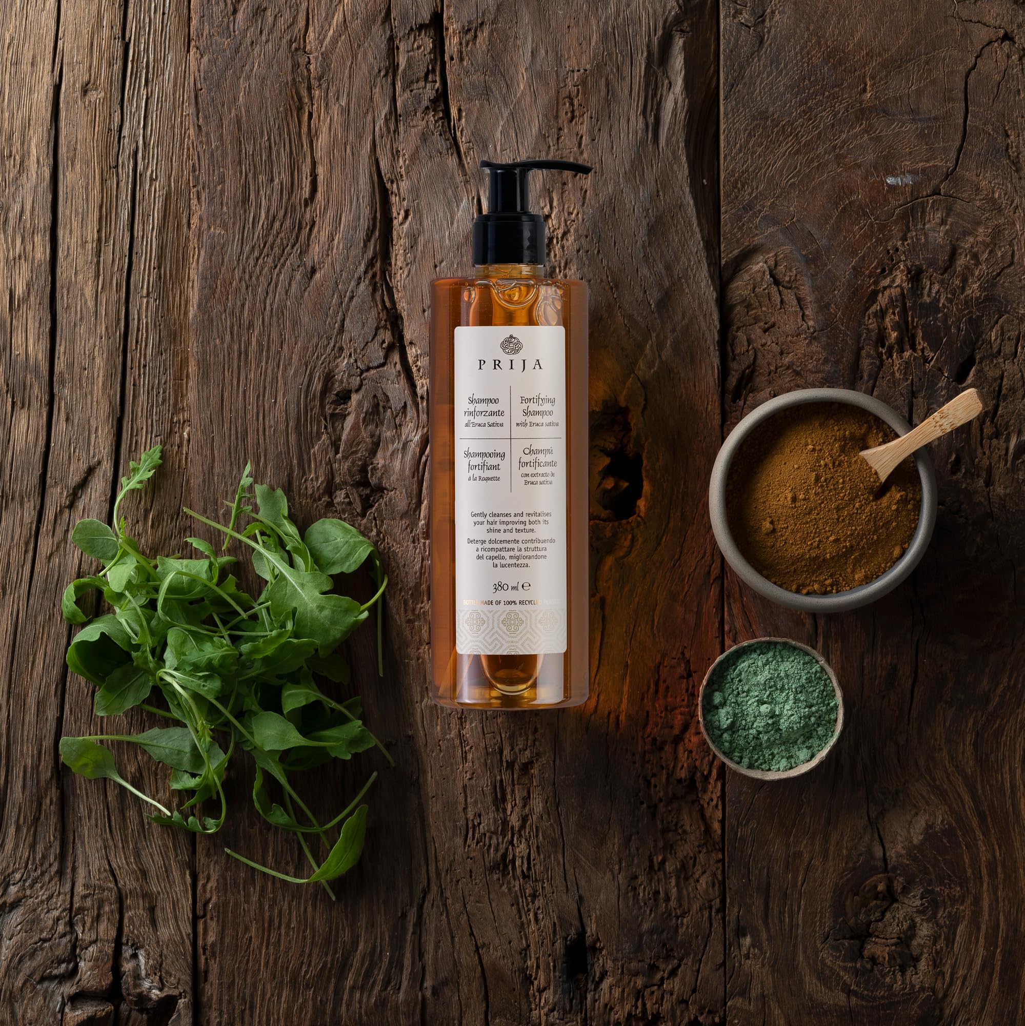 Prija Fortifying Shampoo Cleanses and Revitalises Hair with Eruca Sativa for All Hair Types Hydrating Shampoo Boosts Shine and Improves Texture 2 x 380ml - Image 3